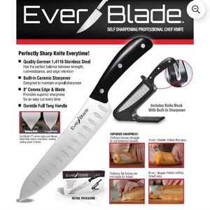 EverBlade Self-Sharpening Chef Knife New In Box